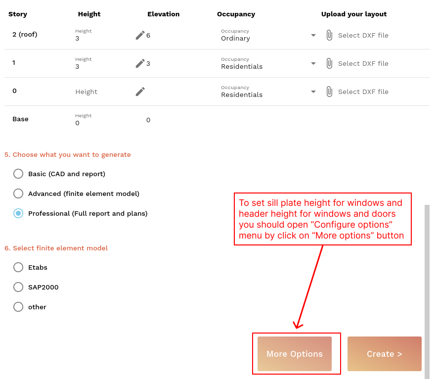 Configure options menu