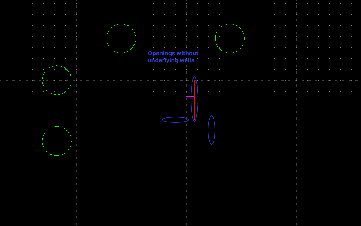 Opening without underlying wall